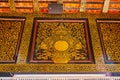 Gilt Yaksha image on wall of Wat Inthakhin Sadue Muang, on May 3 in Chiang Mai, Thailand