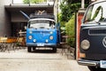 CHIANG MAI, THAILAND - NOVEMBER 23, 2017: Blue and gray classic retro cars Volkswagen.