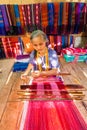 CHIANG MAI, THAILAND - NOVEMBER 18 : Unidentified tribalthai woman weaving traditional cotton woven on Nov 18, 2010 in Chiang Ma