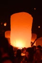 CHIANG MAI, THAILAND-Oct 25:Yee Peng Festival - people release f Royalty Free Stock Photo