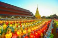 Colorful Lamp and lantern in Loi Krathong Wat Phra That Haripunchai ,Lamphun ,Thailand