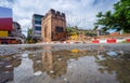 CHIANG MAI, THAILAND Ã¢â¬â SEPTEMBER 25 2022 : Heavy rains for several days have caused the city wall to collapse at the Chang Puak