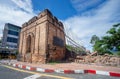 CHIANG MAI, THAILAND Ã¢â¬â SEPTEMBER 25 2022 : Heavy rains for several days have caused the city wall to collapse at the Chang Puak