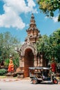 Wat Lok Molee temple and tuktuk local taxi in Chiang Mai, Thailand Royalty Free Stock Photo