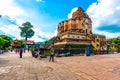 CHIANG MAI, THAILAND - 3.11.2019: Tourist are taking photo near Wat Chedi Luang temple. Ancient ruin of spiritual buddhism place. Royalty Free Stock Photo