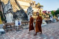 Chiang Mai,Thailand: Two Monks walking near Wat Phr Singh