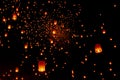 CHIANG MAI, THAILAND - Yee Peng Festival, Loy Krathong celebration with more than a thousand floating lanterns in Chiangmai. Royalty Free Stock Photo