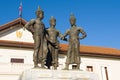 Sculptures of three kings. Fragment of the memorial on the central square of Chiang Mai