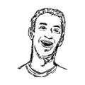 CHIANG RAI, THAILAND - APRIL 25 : hand drawn portrait of the smiling Facebook CEO Mark Zuckerberg on April 25, 2017 in