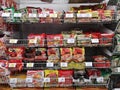 CHIANG RAI, THAILAND - FEBRUARY 12 : instant noodles on shelves sold in supermarket on February 12, 2019 in Chiang rai, Thailand Royalty Free Stock Photo