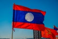 CHIANG RAI, THAILAND - FEBRUARY 01, 2018: Outdoor view of a flag with the colors of national flag wavering in the pier