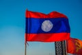 CHIANG RAI, THAILAND - FEBRUARY 01, 2018: Outdoor view of a flag with the colors of national flag wavering in the pier