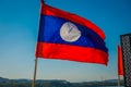 CHIANG RAI, THAILAND - FEBRUARY 01, 2018: Outdoor view of a flag with the colors of national flag wavering in the pier