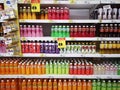 CHIANG RAI, THAILAND - JANUARY 10 : Various brand of fruit juices on shelf sold in supermarket on January 10, 2019 in Chiang rai