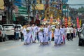 Thai people hold an offering and paraded around Chiang Rai town. Royalty Free Stock Photo