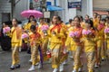 Thai girls hold an offering and paraded around Chiang Rai town. Royalty Free Stock Photo