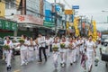 Thai people hold an offering and paraded around Chiang Rai town. Royalty Free Stock Photo