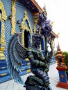 Winged blue sculpture outside the Blue Temple in Chiang Rai. Thailand