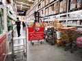 CHIANG RAI, THAILAND - MARCH 7, 2019 : unidentified workers arranging goods in supermarket on March 7, 2019 in Chiang rai,