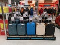 CHIANG RAI, THAILAND - MARCH 7, 2019 : various brands of traveling suitcases sold in supermarket on March 7, 2019 in Chiang rai,