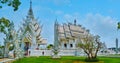 Panorama of White Temple Ubosot and Pagoda, Chiang Rai, Thailand