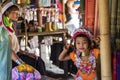 CHIANG RAI, THAILAND - NOVEMBER 4 2017: Unidentified Long Neck Karen hill tribe girl smiling Royalty Free Stock Photo