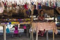 CHIANG RAI, THAILAND - NOVEMBER 4 2017: Unidentified Long Neck Karen hill tribe woman selling folk art goods