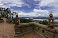 View at Phra Dhat Pha Ngao with Nice sky and Khong river golden