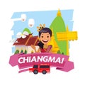 Chiangmai landmark label. famous city og Thailand -