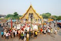 CHIANGMAI, THAILAND - APRIL 13: People pouring water to Buddha Phra Singh at Phra Singh temple in Songkran festival on April 13