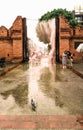 CHIANGMAI,THAILAND APRIL 9,2019 - Thapae gate ancient brick wall of Chiangmai after the rain