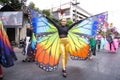 CHIANGMAI, THAILAND - FEBRUARY 3: Girl in a beautiful butterfly costume on the parade in annual 42th Chiang Mai Flower Festival