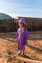 Chiangmai,THAILAND-JAN 1,2016 : Hmong hill tribe girl in traditional dress beautiful purple in Hmong village,Chiangmai,THAILAND o