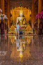 Tourists shooting photo in front of beautiful white Buddha image