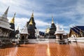 CHIANGMAI, THAILAND - July 21, 2019 : Beautiful pagoda with blue sky in Den Salee Sri Muang Gan temple