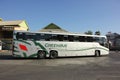 New Scania 15 Meter bus of Greenbus company Royalty Free Stock Photo