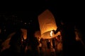 CHIANGMAI, THAILAND - OCTOBER 24 : Thai people floating lantern. October 24 ,2012 in Maejo, Chiangmai, Thailand