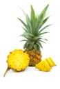 Pineapple Half and sliced on white background