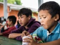 CHIANGRAI, THAILAND - August 12, 2016: Unidentified child orphans in Ban nana house. Ban nana Orphanage take care children from T