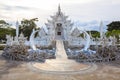 Wat Rong Khun White Temple is one of most favorite landmarks tourists visit in Thailand, built with modern contemporary unconven Royalty Free Stock Photo