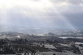 The Chianti landscape in the Tuscan hills after a winter snowfall, Italy Royalty Free Stock Photo