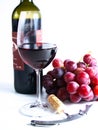 Chianti reserve red wine, glass, grapes Royalty Free Stock Photo