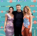 Chiara Bordi,Raoul Bova and Fiorenza D\'Antonio at Giffoni Film Festival 2023. Royalty Free Stock Photo