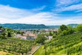 Chiasso, Ticino canton, Switzerland. View of the town of Italian Switzerland, from above, on a beautiful sunny day Royalty Free Stock Photo