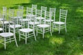 Chiavari chairs on grass Royalty Free Stock Photo