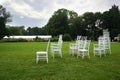 Chiavari chairs on grass. Royalty Free Stock Photo