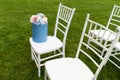 Chiavari chairs on grass. Royalty Free Stock Photo
