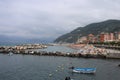 The beach and promenade of Chiavari with bathers