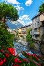 Chiavenna, Sondrio, Lombardia, Italy September 16, 2019. Mera river in Chiavenna, a small town on lake Como, Italy