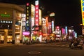 Chiayi City street shops in the mountain night